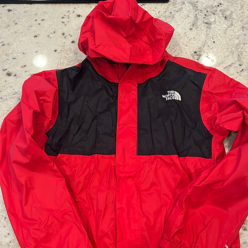 North face Red Boys M rain jacket